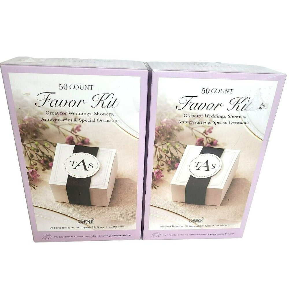 Gartner Studios Wedding Favor Boxes Ribbons Printable Tags 98ct Ivory Black